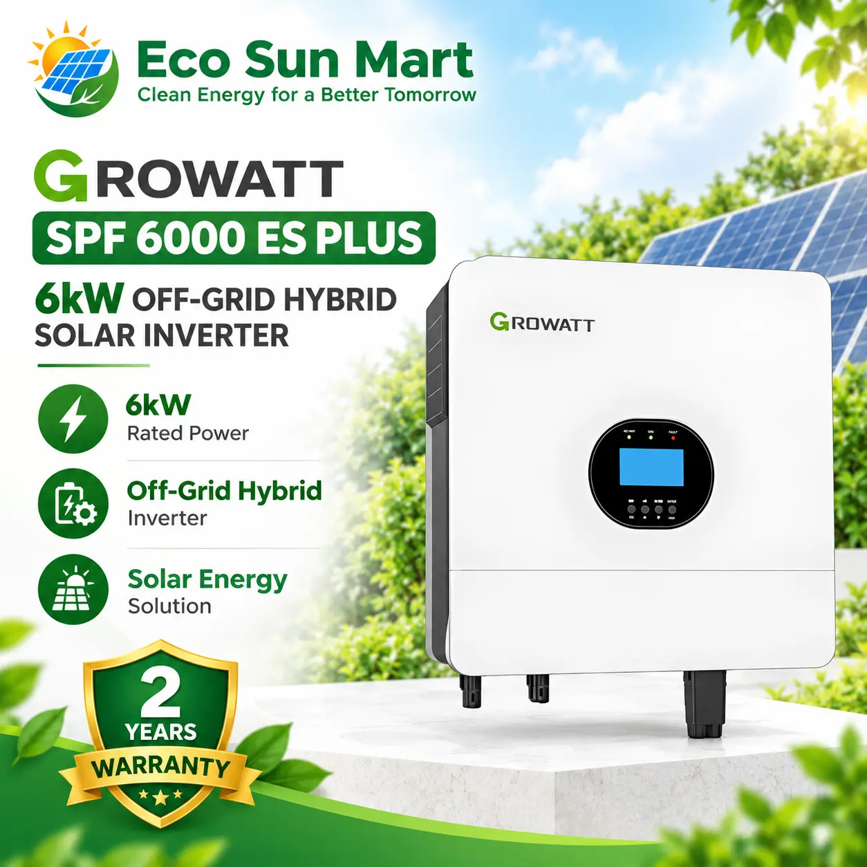 Growatt SPF 6000 ES Plus 6kw Off Grid Hybrid Solar Inverter Growatt-SPF-6000-ES-Plus-6kw-Off-Grid-Hybrid-Solar-Inverter