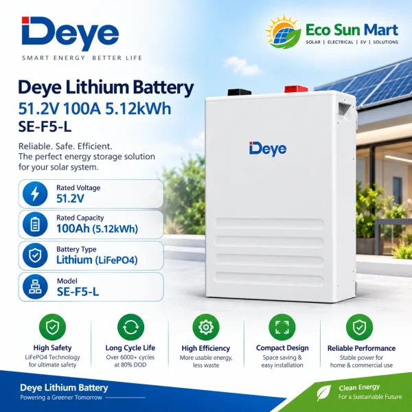 Deye 51.2V 100A 5.12kWh Lithium Battery SE-F5-L